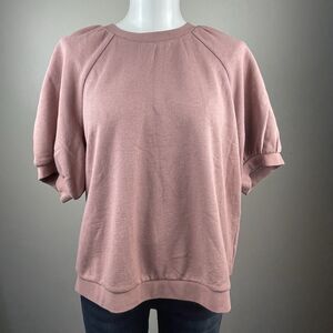 New Madewell Puff Short Sleeve Sweater in Mauvey Pink Size L